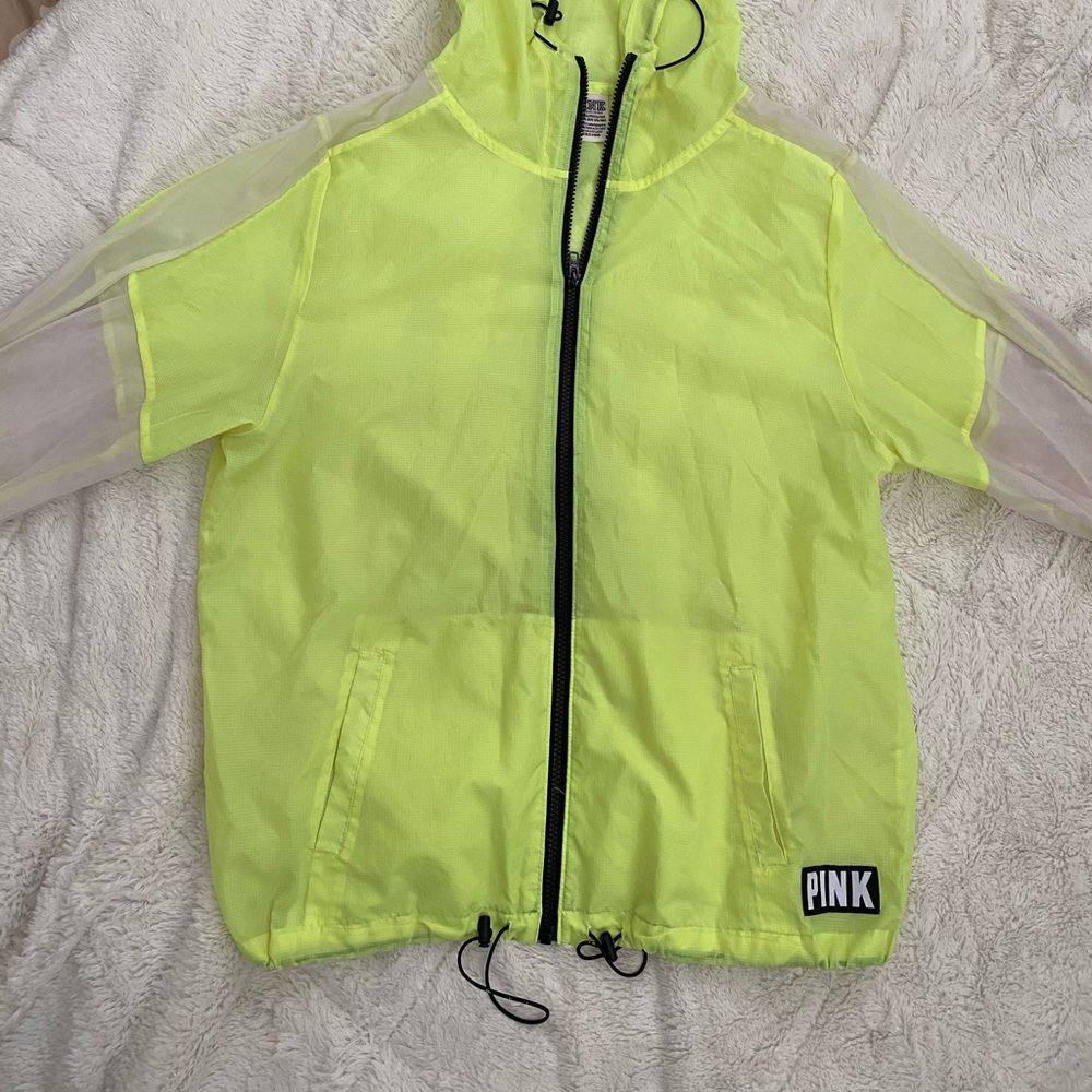 Victoria’s Sectet PINK/HIGHLIGHTER yellow windbreaker jacket